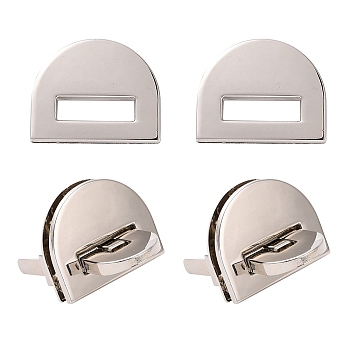Zinc Alloy Bag Twist Lock Accessories, with Iron Finding, Handbags Turn Lock, Sectorial, Platinum, 1.2~4.2x3.1~3.9x0.05~1cm