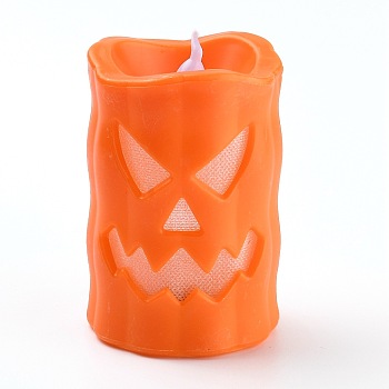 Halloween Resin LED Skull Light, Candle Tea Lights, for Halloween Party, Built-in Battery, Orange, 97x69.5x59mm