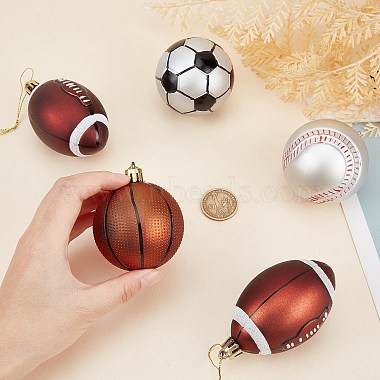 chgcraft 6pcs pendentifs boule de Noël en plastique pour football(DIY-CA0003-20)-3