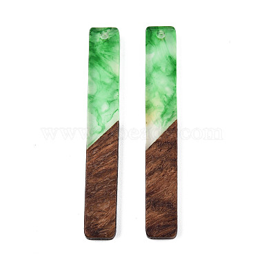 Green Rectangle Resin+Wood Big Pendants
