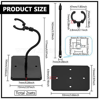 Assembled Rectangle PS Plastic Action Figure Display Stands with Adjustable Iron Support Arm(ODIS-WH0100-12A)-2