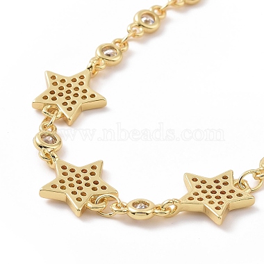 Clear Cubic Zirconia Star Link Bracelet(BJEW-B068-03)-3