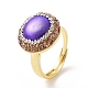Adjustable Dyed Shell Nugget Ring with Rhinestone(RJEW-A011-01G)-2