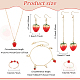 Strawberry Brass Enamel Pendant Necklace & Dangle Earrings & Open Cuff Ring & Charm Bracelet Jewelry Sets(SJEW-AN0001-35)-2