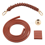 PU Imitation Leather Braided Bag Handles and Purse Drawstring, Saddle Brown, Bag Handles: 31.2x2.5x1.9cm, Drawstring: 102.2x0.8x0.5cm(FIND-WR0009-12)