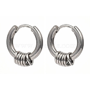 304 Stainless Steel Huggie Hoop Earrings, Hypoallergenic Earrings, with 316 Surgical Stainless Steel Pin, Ring, Stainless Steel Color, 15x14.5x5mm, Pin: 1mm(EJEW-JE04192-02)