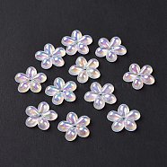Transparent Acrylic Beads, AB Color Plated, Flower, Colorful, 13x14x3mm, Hole: 1.4mm(OACR-A017-08)