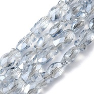 Transparent Electroplate Glass Beads Strands, Pearl Luster Plated, Faceted, Fish, Light Steel Blue, 10.5x6x5mm, Hole: 1.4mm, about 55pcs/strand, 21.97 inch(55.8cm)(EGLA-F157-PL03)