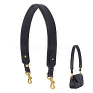 Imitation Leather Wide Bag Straps, with Alloy Swivel Eye Bolt Snap Hook, Black, 72x3.6x0.6cm(DIY-WH0304-620A)