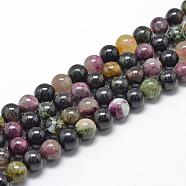 Natural Tourmaline Beads Strands, Grade A, Round, 8~9mm, Hole: 1mm, about 45~48pcs/strand, 15.7 inch(G-R446-8mm-03)