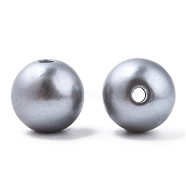 Spray Painted ABS Plastic Imitation Pearl Beads, Round, Silver, 10x9.5mm, Hole: 2mm, about 1040 pcs/500g(OACR-T015-05C-02)