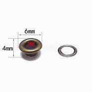 Iron Grommet Eyelet Findings, with Washers, for Bag Repair Replacement Pack, Antique Bronze, 0.4x0.6cm, Inner Diameter: 0.3cm(PURS-PW0001-174B-AB)