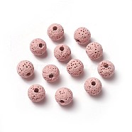 Unwaxed Natural Lava Rock Beads, for Perfume Essential Oil Beads, Aromatherapy Beads, Dyed, Round, Pink, 8.5mm, Hole: 1.5~2mm(X-G-F325-8mm-A07)