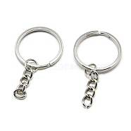 Iron Split Key Rings, Keychain Clasp Findings, Platinum, 50mm(X-IFIN-T004-22P)