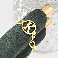 Brass Open Cuff Rings for Women, Letter, Rack Plating, Long-Lasting Plated, Cadmium Free & Lead Free Real 18K Gold Plated, Letter K, 16.5mm(RJEW-K289-01G-K)