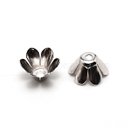 6-Petal Iron Bead Caps, Flower, Platinum, 10x6.2mm, Hole: 1.6mm, inner diameter: 10mm, about 50pcs/bag(IFIN-CJC0005-06P)