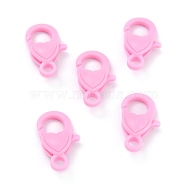 Plastic Lobster Claw Clasps, Heart, Pearl Pink, 22.5x13x6.5mm, Hole: 3mm(PALLOY-F017-01E)