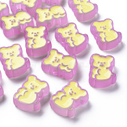 Transparent Acrylic Beads, with Enamel, Frosted, Bear, Plum, 26.5x20x9mm, Hole: 3mm(MACR-S374-07B-03)