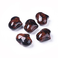 Natural Mahogany Obsidian Heart Love Stone, Pocket Palm Stone for Reiki Balancing, 20x25x11~13mm(G-F659-A30)