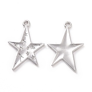 Rack Plating Alloy Pendants, Cadmium Free & Lead Free & Nickle Free, Star Charm, Silver, 28x19x1.5mm, Hole: 1.8mm(FIND-I037-30S)