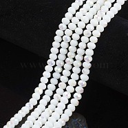 Electroplate Opaque Solid Color Glass Beads Strands, Half Rainbow Plated, Faceted, Rondelle, White, 8x6mm, Hole: 1mm, about 68pcs/strand, 15.5 inch(38.75cm)(X-EGLA-A034-P8mm-L17)