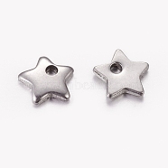 304 Stainless Steel Charms, Five-pointed Star, Stainless Steel Color, 6x6x1mm, Hole: 0.5mm(STAS-K002-19A)