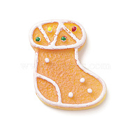 Christmas Opaque Resin & Plastic Imitation Biscuits Decoden Cabochons, Sandy Brown, Christmas Socking, 25x21x5mm(RESI-K019-54B)