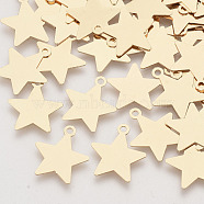 Brass Pendants, Etched Metal Embellishments, Long-Lasting Plated, Star, Blank Stamping Tag, Light Gold, 10.5x9x0.3mm, Hole: 1mm(KKC-R001-B-06LG)