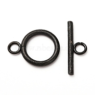 304 Stainless Steel Textured Toggle Clasps, Ring, Electrophoresis Black, Ring: 18.5x14x2mm, Hole: 3mm, Bar: 20x7x2, Hole: 3mm(STAS-A048-01EB)