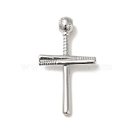 316 Surgical Stainless Steel Big Pendants, with 304 Stainless Steel Snap on Bails, Cross, Stainless Steel Color, 53x30x5~9mm, Hole: 4.5mm(STAS-I195-04P)
