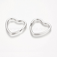 304 Stainless Steel Split Key Rings, Keychain Clasp Findings, Heart, Stainless Steel Color, 31x31.5x3mm(STAS-K149-13P)