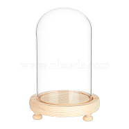 Glass Dome Cover, Decorative Display Case, Cloche Bell Jar Terrarium with Wood Base, Blanched Almond, 113x180mm(AJEW-WH0312-39)