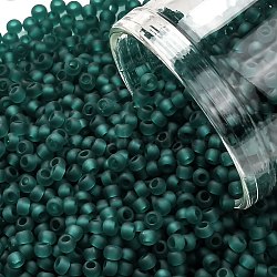 TOHO Round Seed Beads, Japanese Seed Beads, (7BDF) Transparent Frost Teal, 11/0, 2.2mm, Hole: 0.8mm, about 1103pcs/10g(X-SEED-TR11-0007BDF)