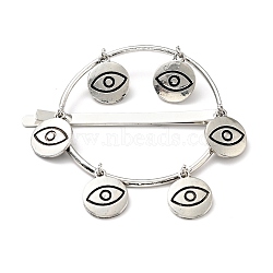 Alloy Enamel Hair Bobby Pin, with Iron Findings, Ring and Flat Round with Eye, Antique Silver, 65x67x10.5mm(PHAR-H070-04AS)