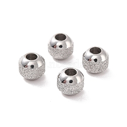 Textured 304 Stainless Steel Beads, Round, Stainless Steel Color, 4mm, Hole: 1.5mm(STAS-P306-01A-P)