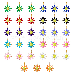 44Pcs 11 Colors 304 Stainless Steel Charms, with Enamel, Flower, Golden, Mixed Color, 10x7.5x2mm, Hole: 1mm, 4pcs/color(STAS-DC0013-01)