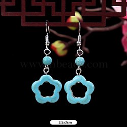 Turquoise Dangle Earrings for Women, Flower(WG2299-16)