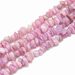 Freshwater Shell Beads Strands, Dyed, Chip, Plum, 4~14x4~8x1~8mm, Hole: 1mm, about 210~250pcs/strand, 31.4 inch(X-SHEL-S270-19)
