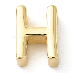 Rack Plating Brass Slide Charms, Cadmium Free & Lead Free, Real 18K Gold Plated, Letter, Letter H, 7.5x5.5x3.5mm, Hole: 1.5mm(KK-M254-15G-H)