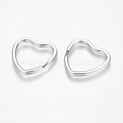 304 Stainless Steel Split Key Rings, Keychain Clasp Findings, Heart, Stainless Steel Color, 31x31.5x3mm(STAS-K149-13P)