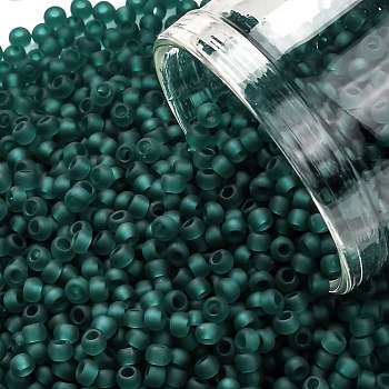 TOHO Round Seed Beads, Japanese Seed Beads, (7BDF) Transparent Frost Teal, 11/0, 2.2mm, Hole: 0.8mm, about 1103pcs/10g