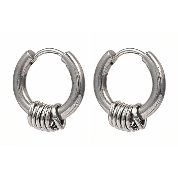304 Stainless Steel Huggie Hoop Earrings, Hypoallergenic Earrings, with 316 Surgical Stainless Steel Pin, Ring, Stainless Steel Color, 15x14.5x5mm, Pin: 1mm