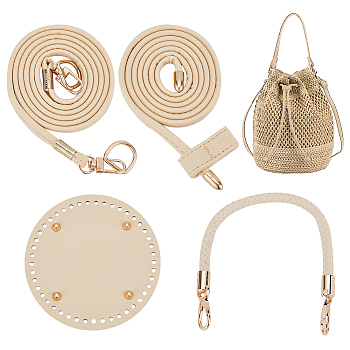 WADORN Imitation Leather Bag Bottoms & Purse Strap & Drawstring for Bucket Bag Set, with Iron & Alloy Findings, Navajo White
