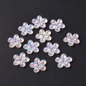 Transparent Acrylic Beads, AB Color Plated, Flower, Colorful, 13x14x3mm, Hole: 1.4mm
