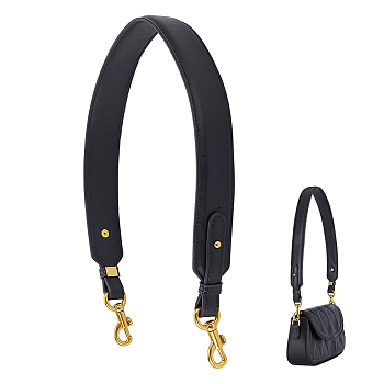Imitation Leather Wide Bag Straps, with Alloy Swivel Eye Bolt Snap Hook, Black, 72x3.6x0.6cm