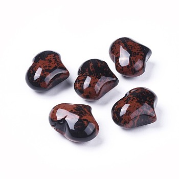 Natural Mahogany Obsidian Heart Love Stone, Pocket Palm Stone for Reiki Balancing, 20x25x11~13mm