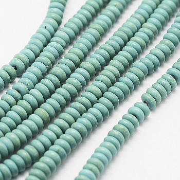 Synthetic Turquoise Bead Strands, Dyed, Rondelle, Aqua, 4.5x2mm, Hole: 2mm, about 182pcs/strand, 14.9 inch