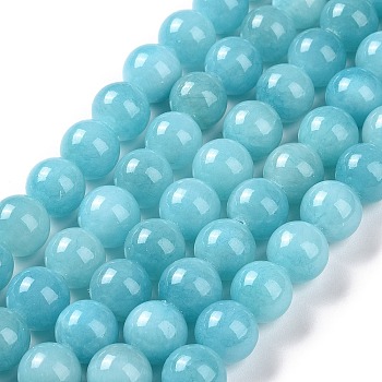Natural Mashan Jade Round Beads Strands, Dyed, Dark Cyan, 6mm, Hole: 1mm, about 69pcs/strand, 15.7 inch