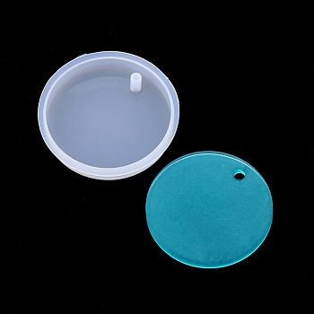 Pendant Silicone Molds, Resin Casting Molds, For UV Resin, Epoxy Resin Jewelry Making, Flat Round, White, 78x12mm, Hole: 5mm, Inner Diameter: 69mm