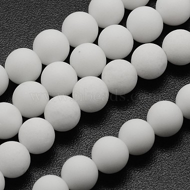 8mm White Round White Jade Beads